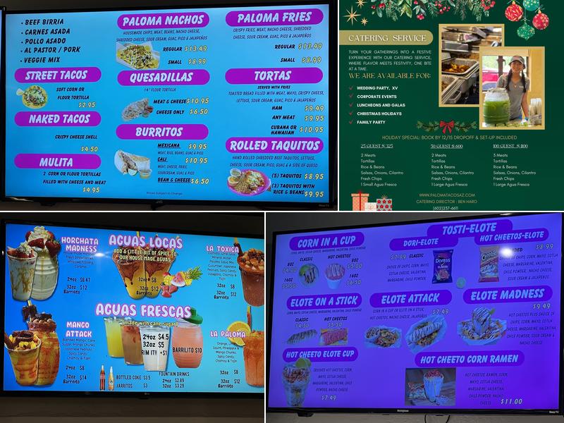 Paloma Mexican Street Food Menu