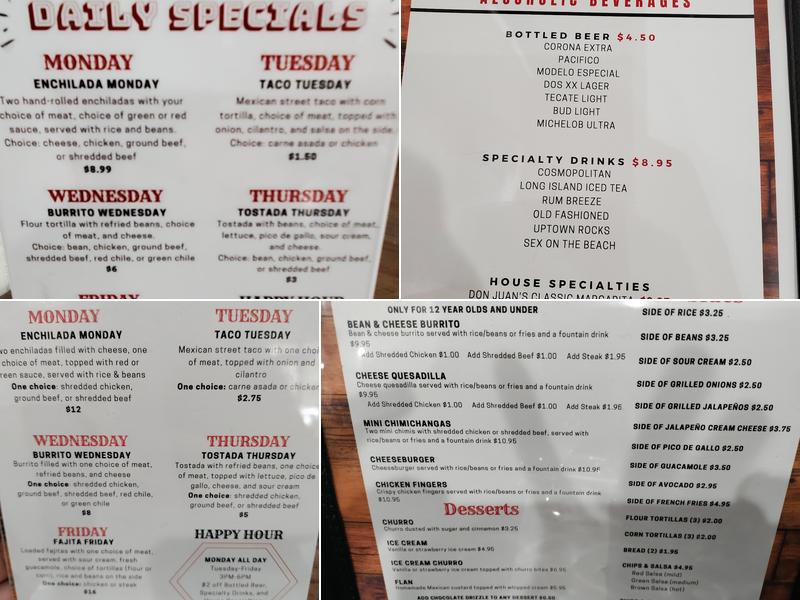 Don Juan's Mexican Grill Menu