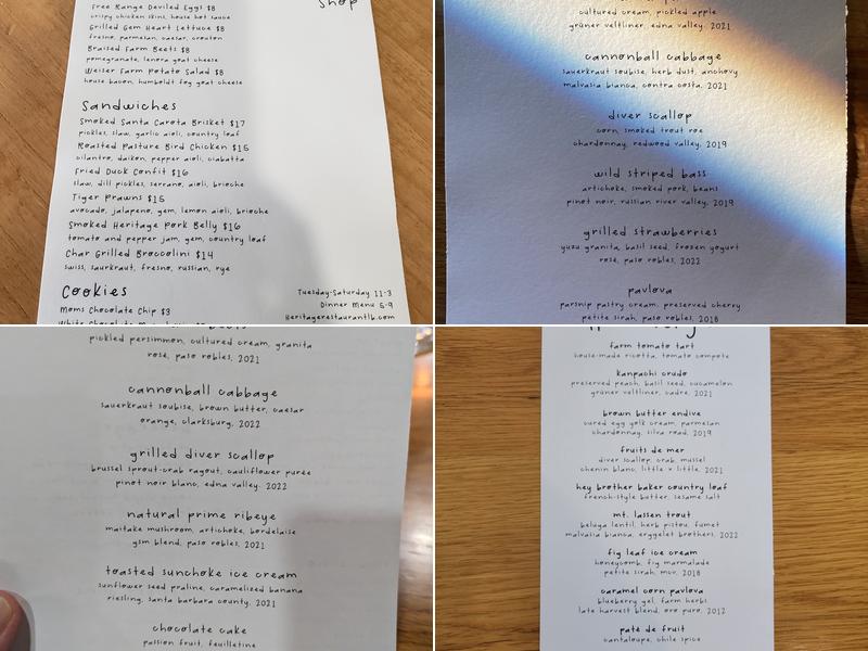 Heritage Menu
