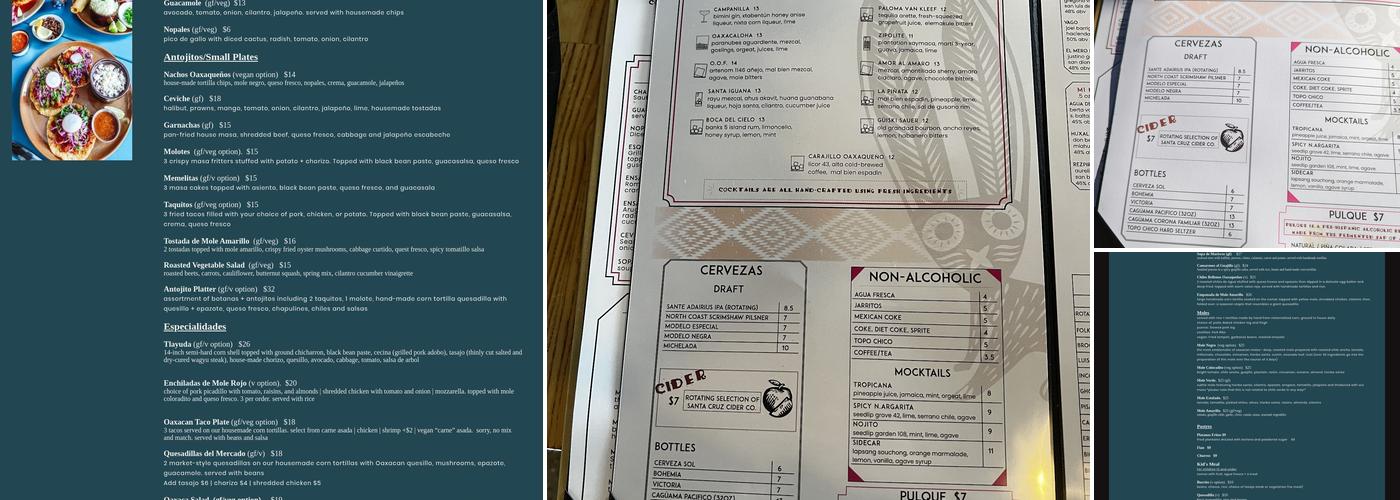 Copal Restaurant Menu