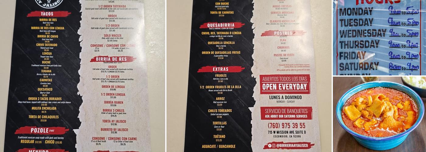 Birrieria Ay Jalisco Menu