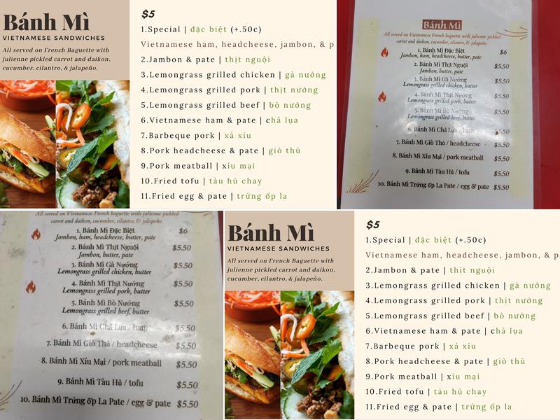 Saigon Baguette Vietnamese Sandwiches Menu