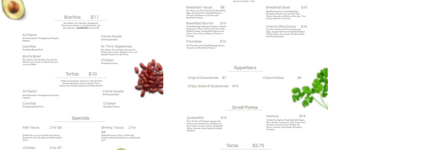Cuevas Tacos Menu