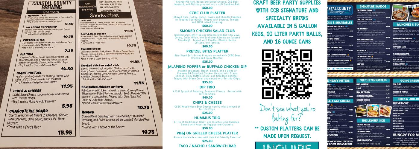 Coastal County Brewing Menu