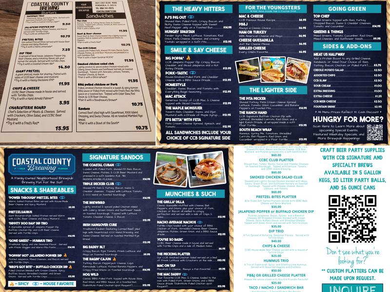 Coastal County Brewing Menu