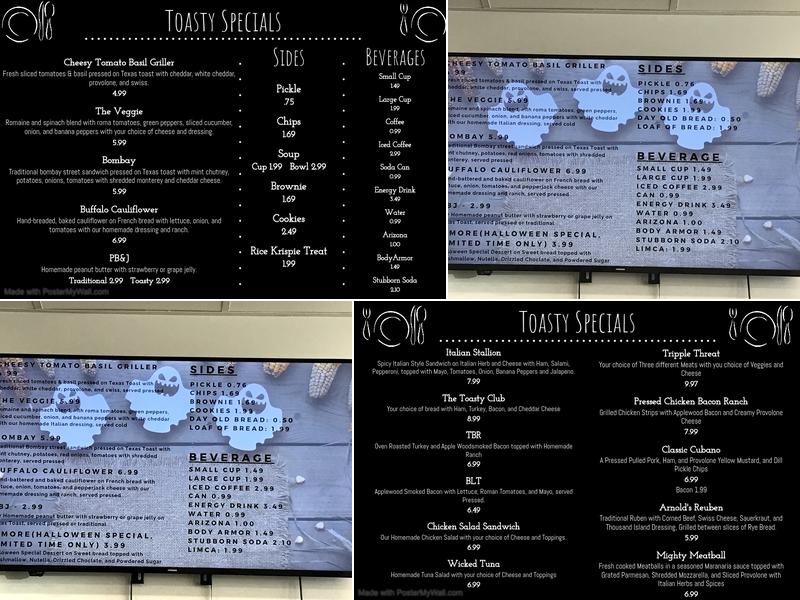 Toasty's Menu