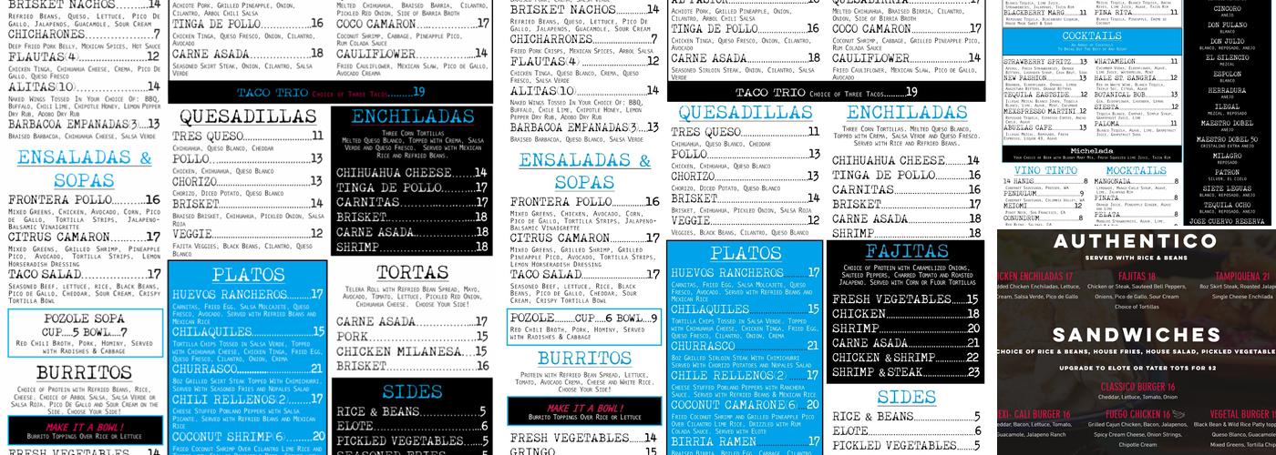 Hale Street Cantina Menu