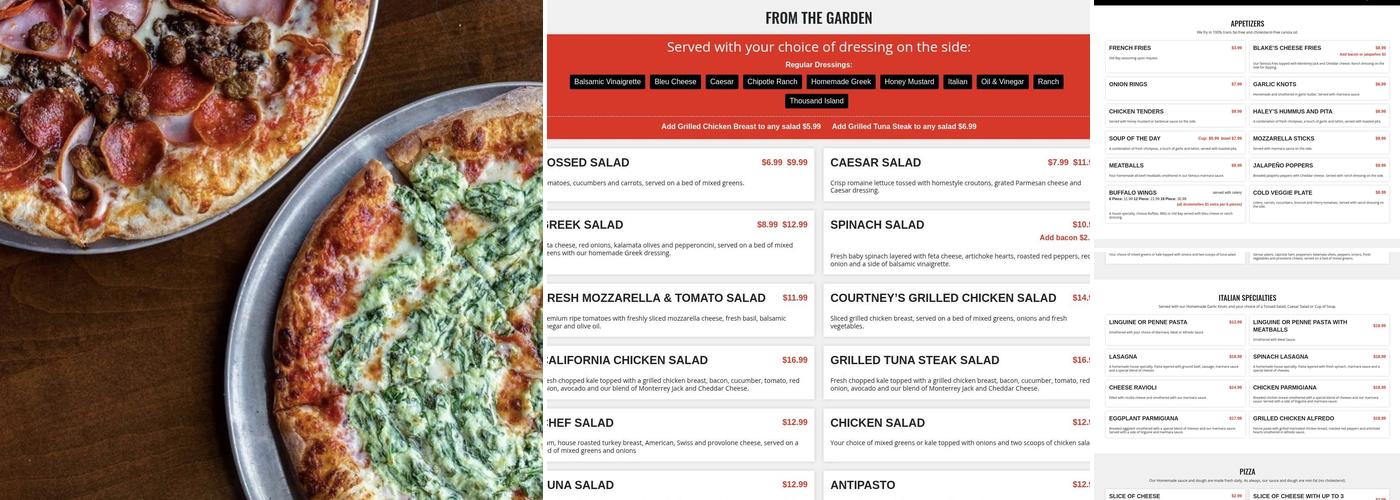 Potomac Pizza Menu