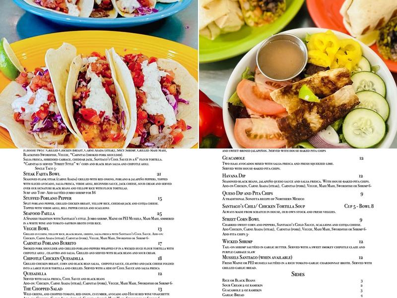 Santiago's Tacos and Margaritas Menu