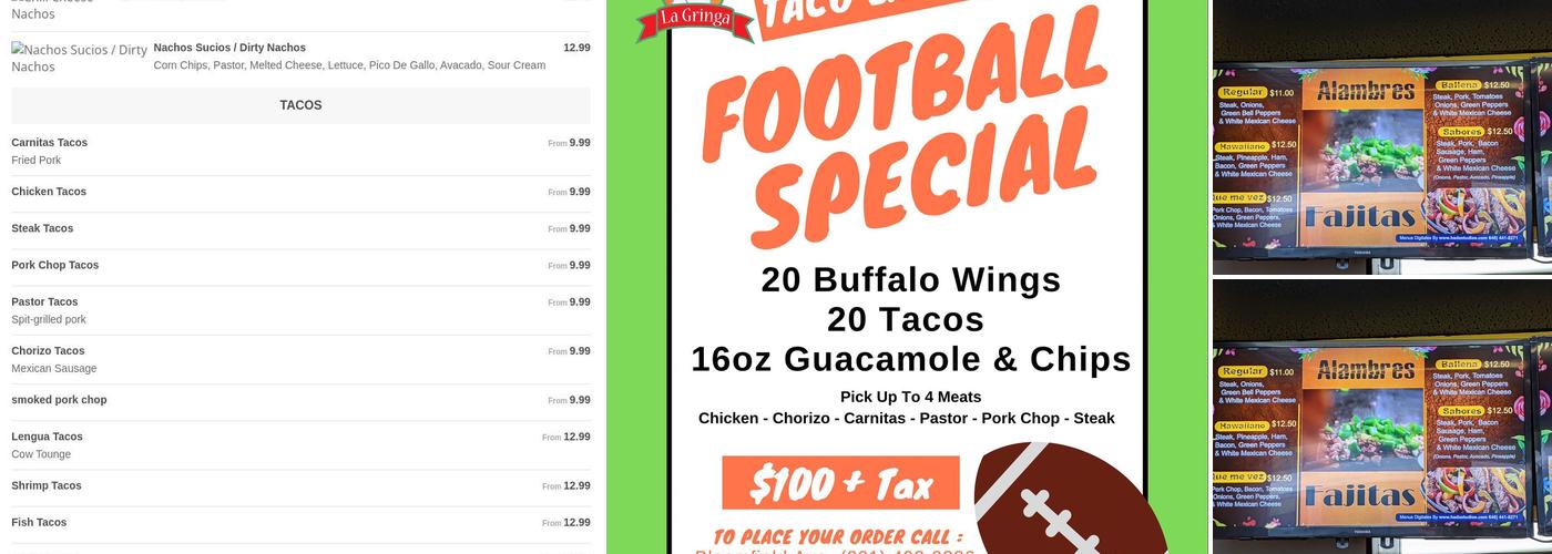 Tacos La Gringa Broad st Menu