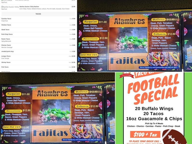 Tacos La Gringa Broad st Menu