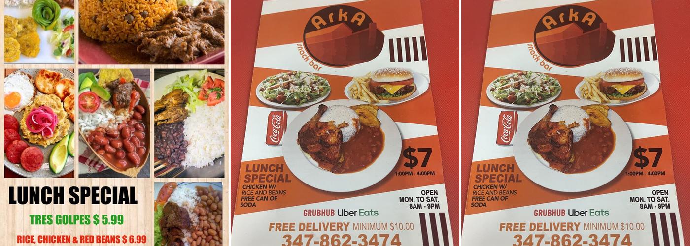 Arka Snack Bar Menu