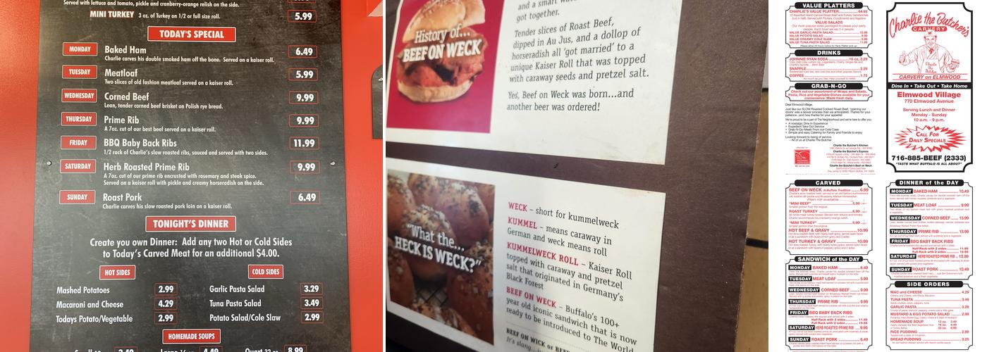 Charlie The Butcher's Carvery Menu