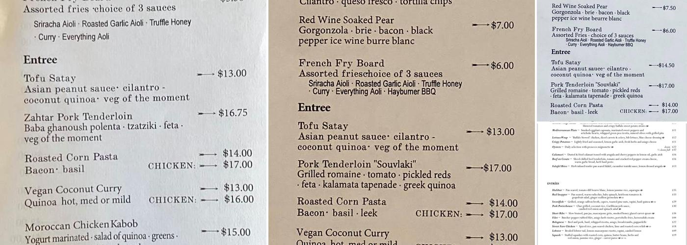 Iron Tail Tavern Menu