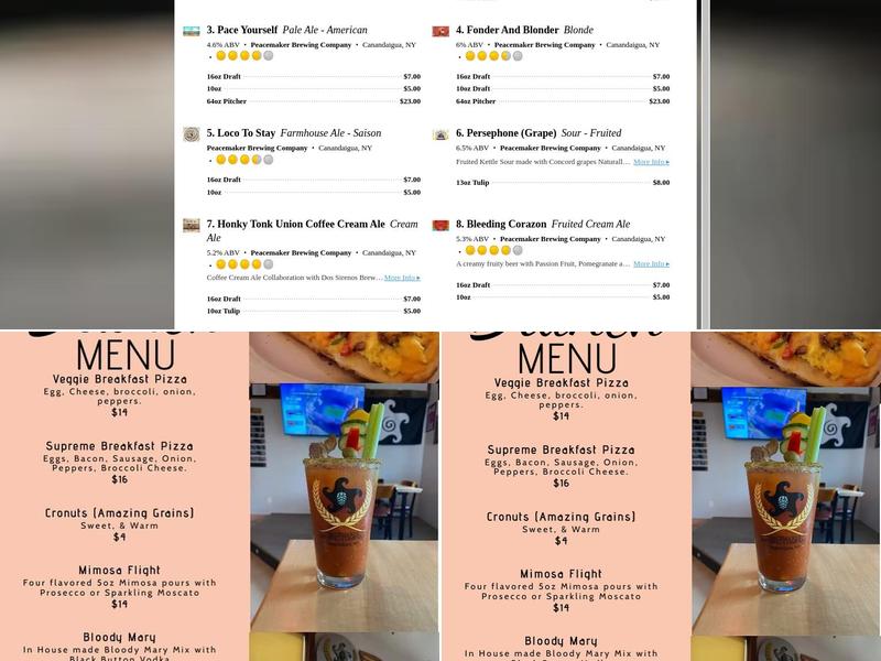 Peacemaker Brewing Company Menu