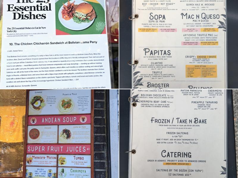 Bolivian Llama Party Menu