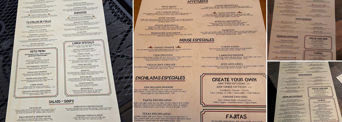 Los Vaqueros Broken Arrow Menu