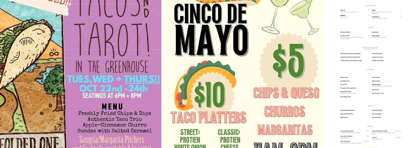 Alaina’s Guac n’ Roll Menu