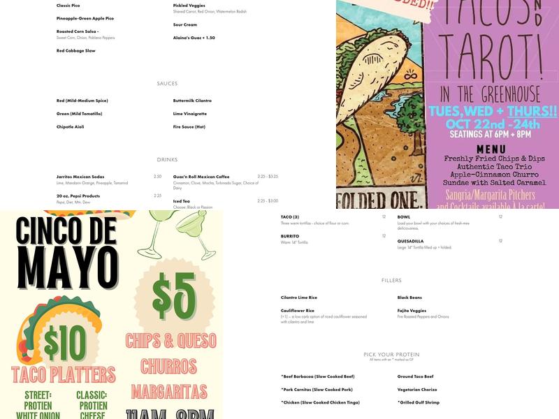 Alaina’s Guac n’ Roll Menu