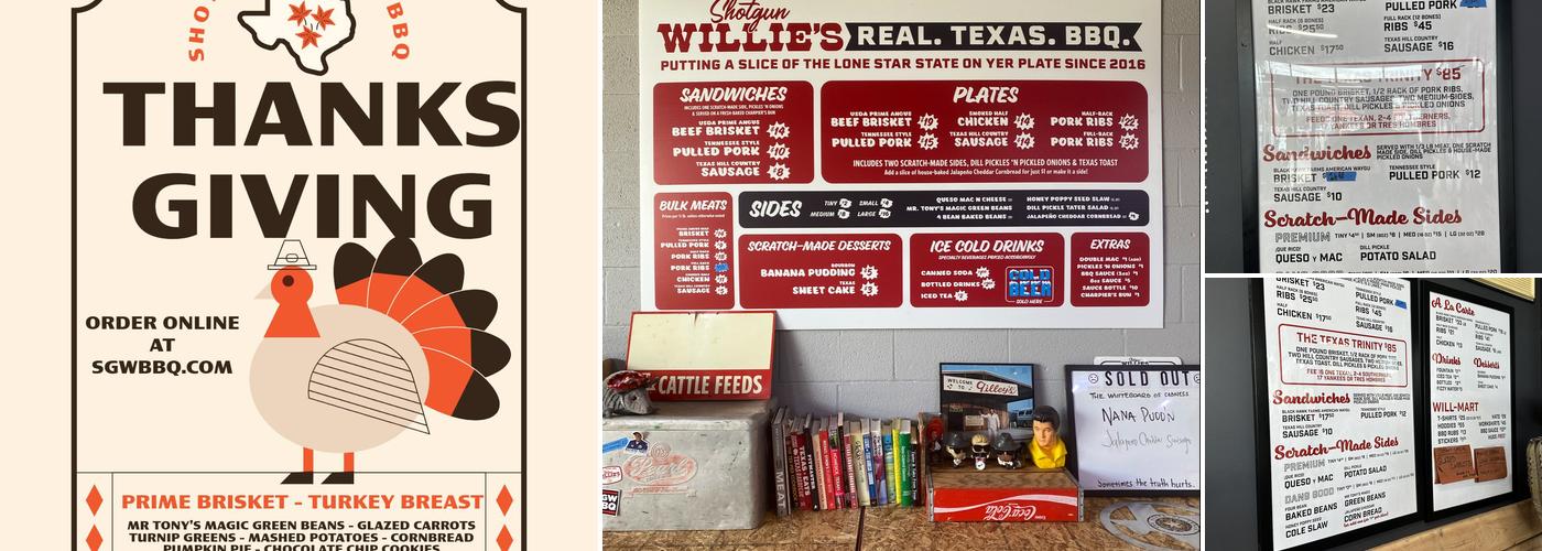 Shotgun Willie's BBQ Menu