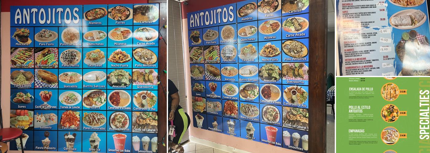 Antojitos Menu