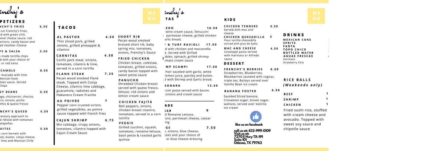 Frenchy's Menu