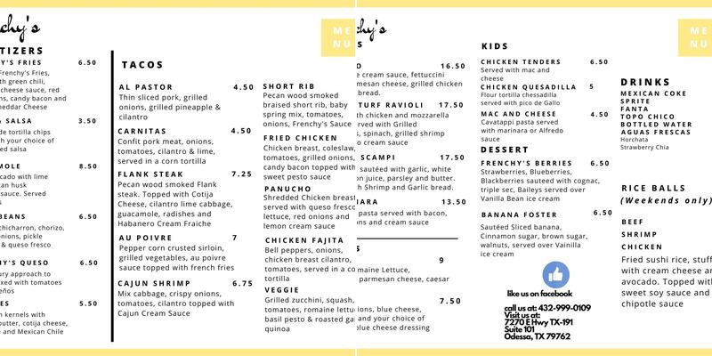 Frenchy's Menu