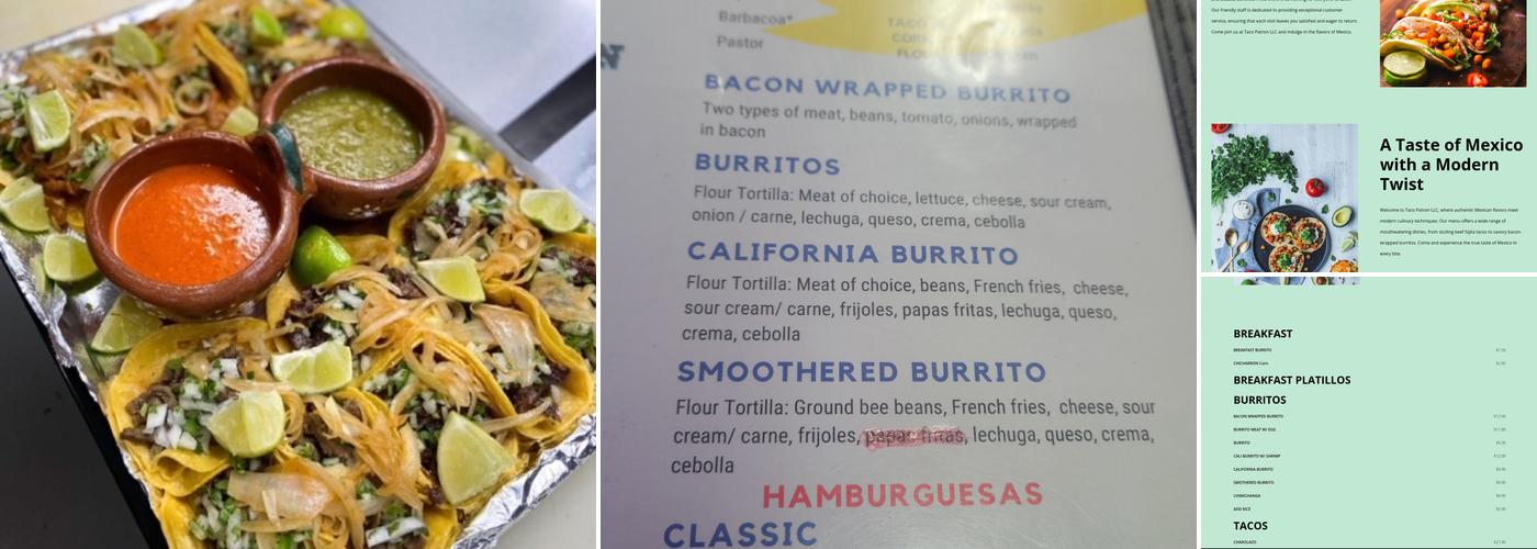 Taco Patron Menu