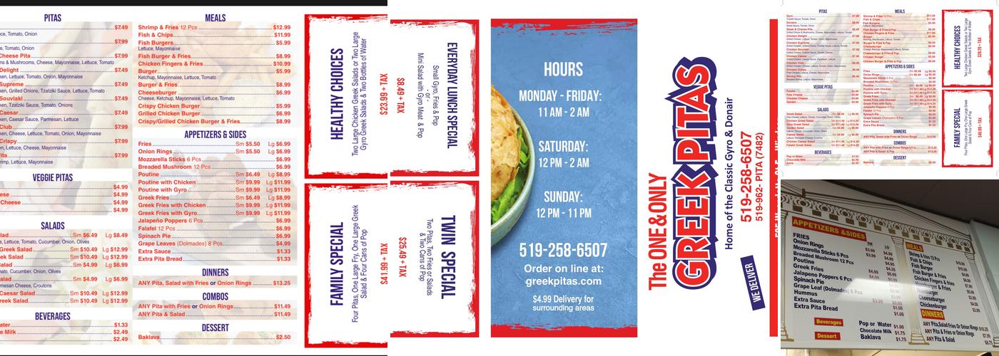 Greek Pitas Restaurant & Submarines Menu