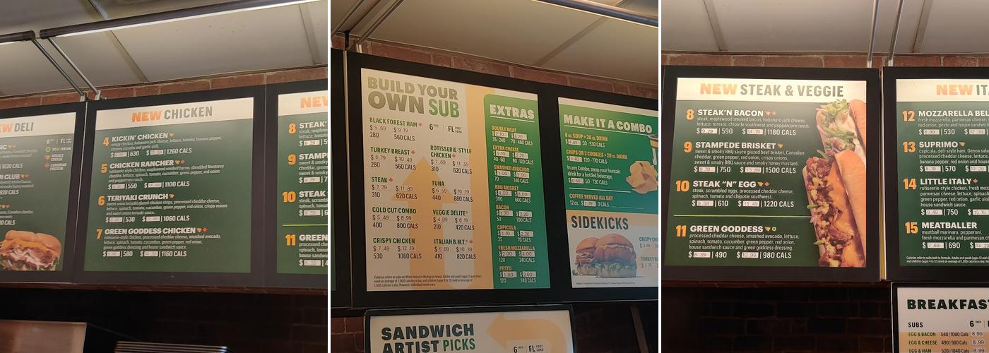 Subway Menu