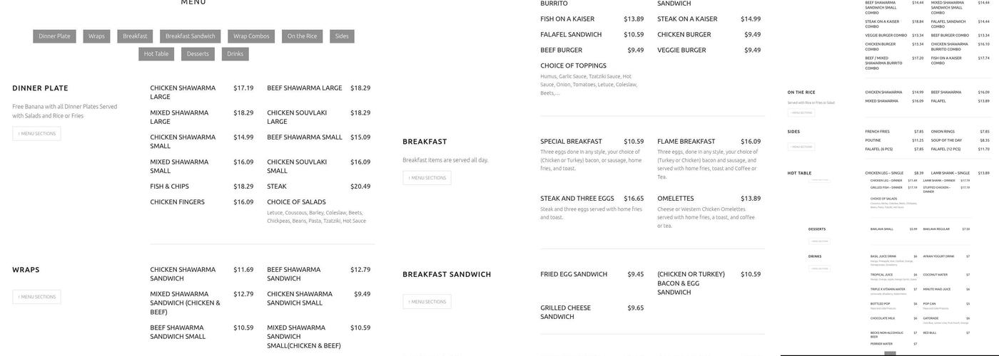 Flame Shawarma & Grill Menu