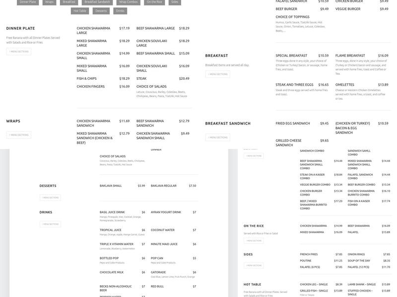 Flame Shawarma & Grill Menu