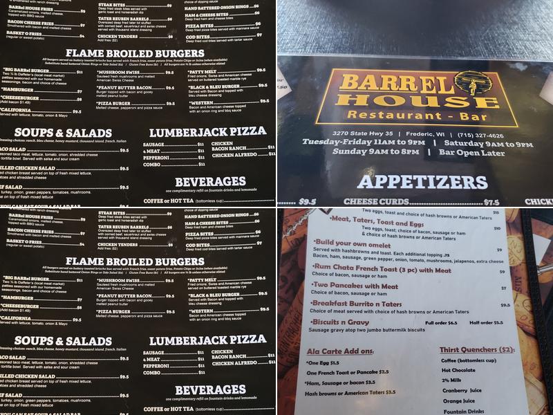 Barrel House Menu