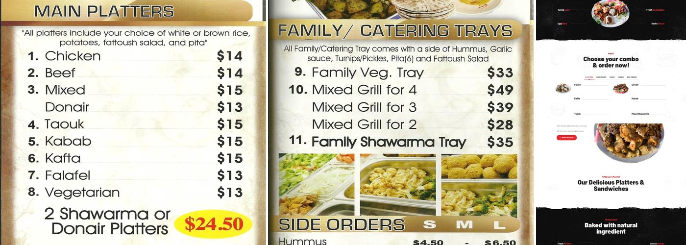 Shawarma Shish Menu