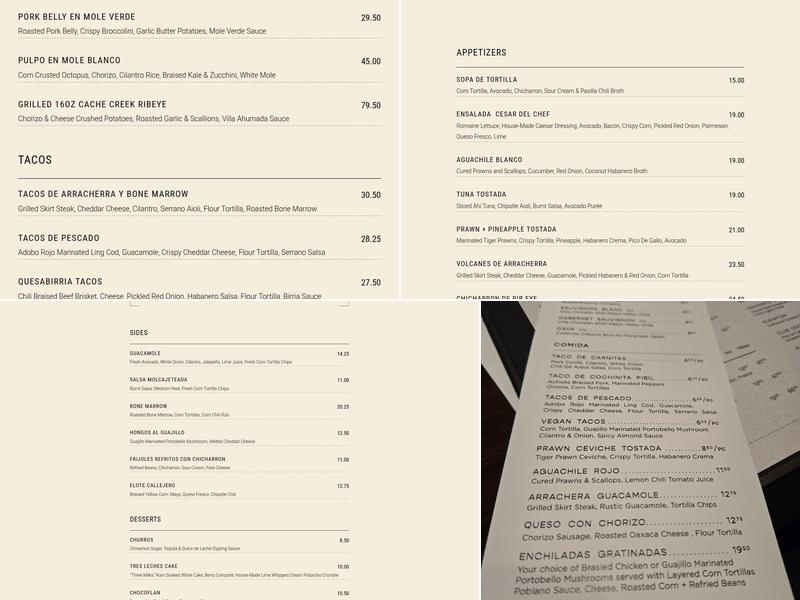 Ophelia Menu