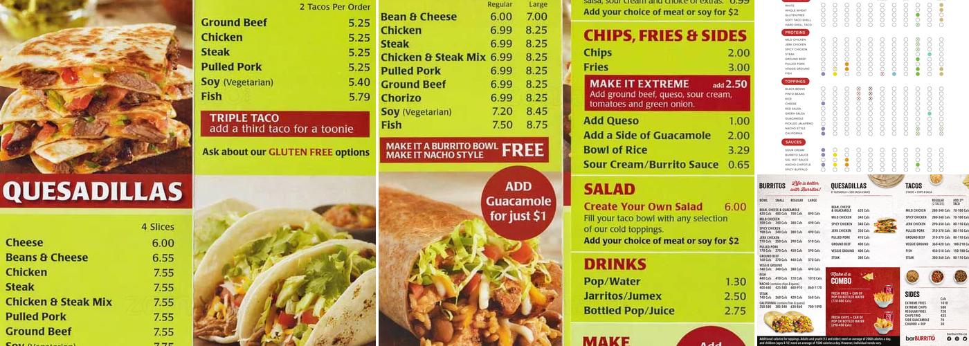 barBURRITO Menu