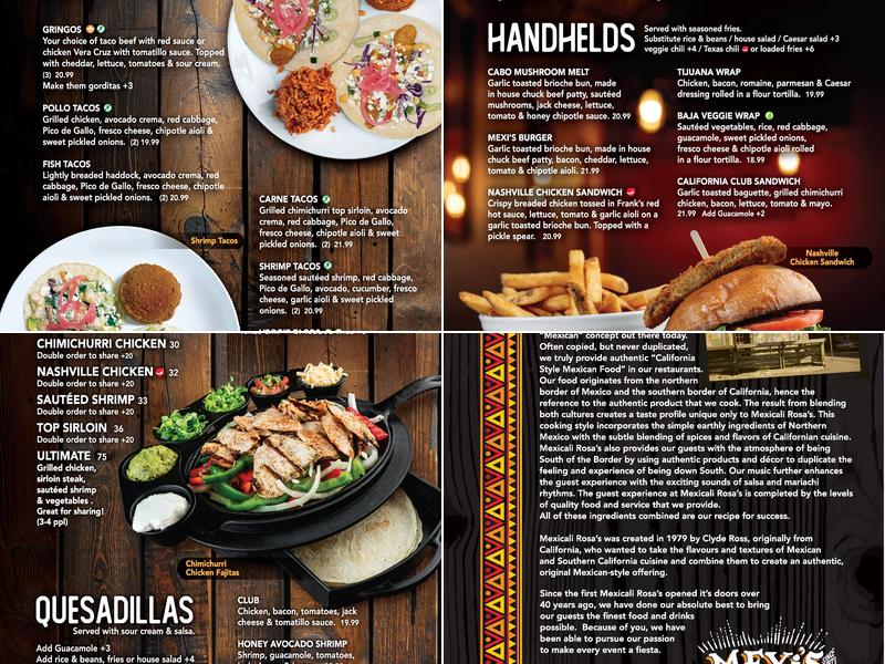 Mexicali Rosa's Menu