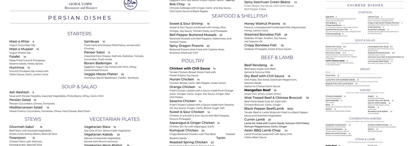 Masala BBQ & Curries Menu