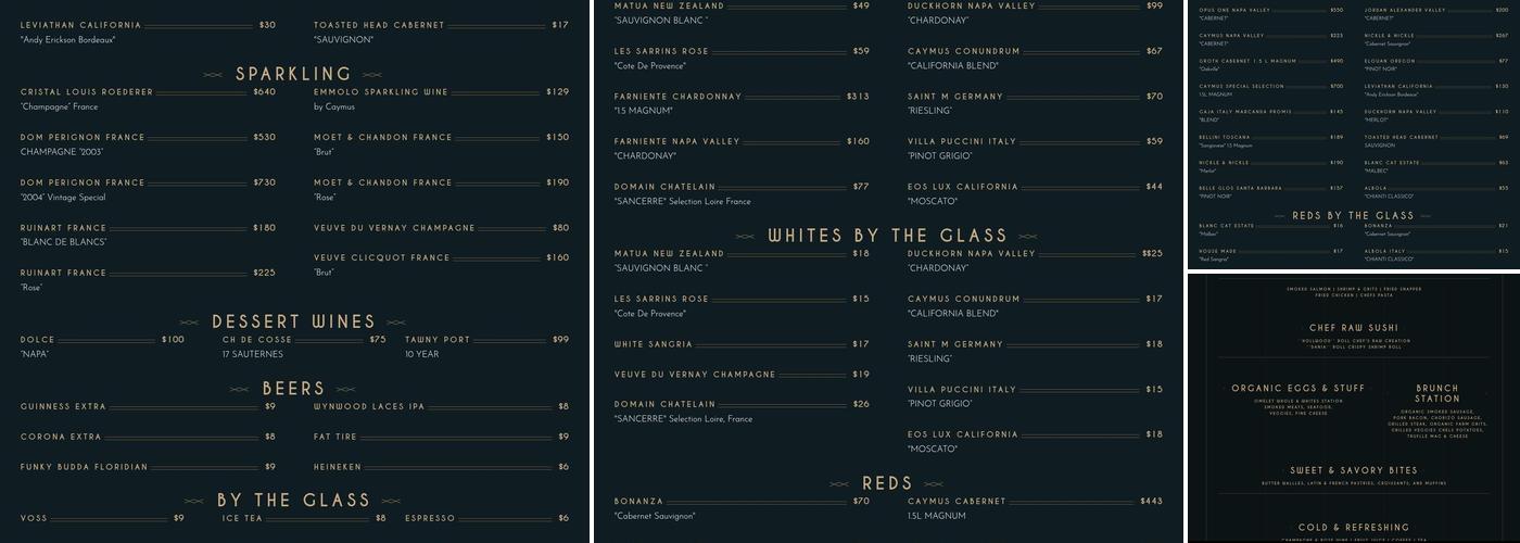 CLASS Soiree Steakhouse Menu