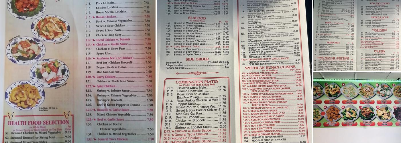 Number 1 Chinese Restaurant Menu