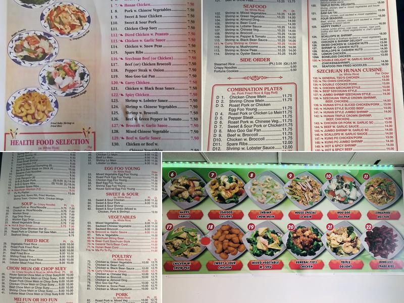 Number 1 Chinese Restaurant Menu