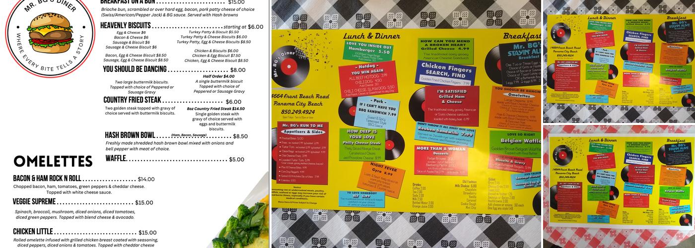 Mr BG's Diner Menu