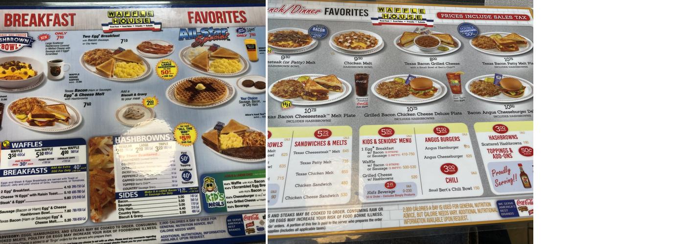 Waffle House Menu