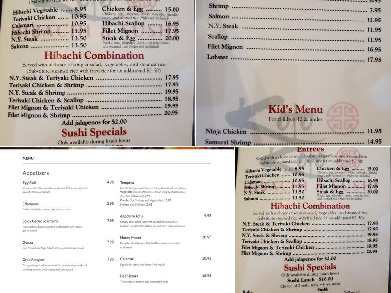 Koto Hibachi and Sushi Menu