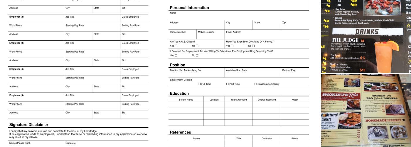 Smokin' J's Rib and Brewhouse Menu