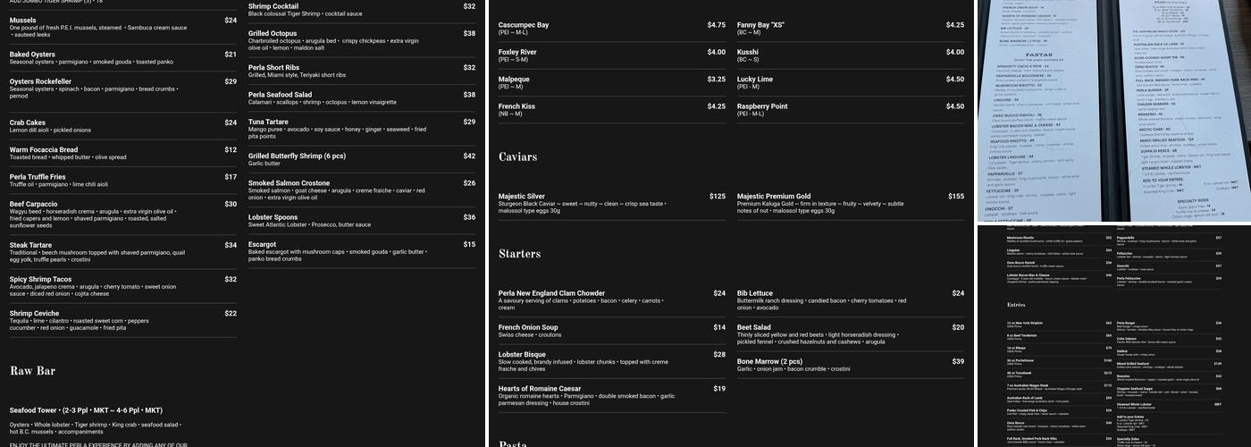 Perla Oyster Bar & Grill Menu