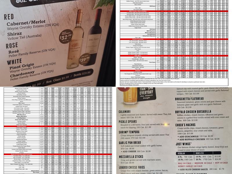 Chuck's Roadhouse Bar & Grill Menu