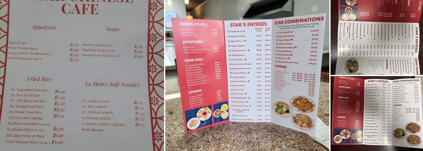 Star Chinese Cafe Menu