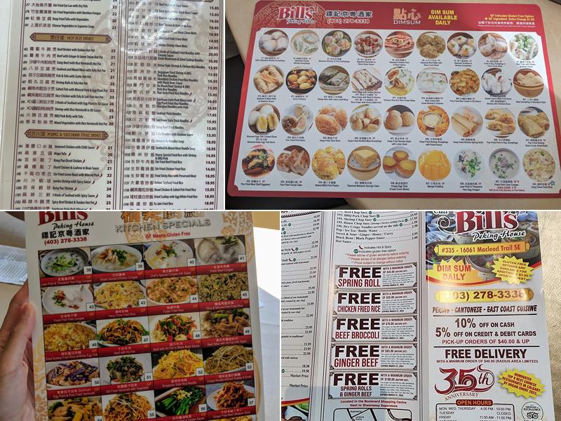 Bill's Peking House Menu