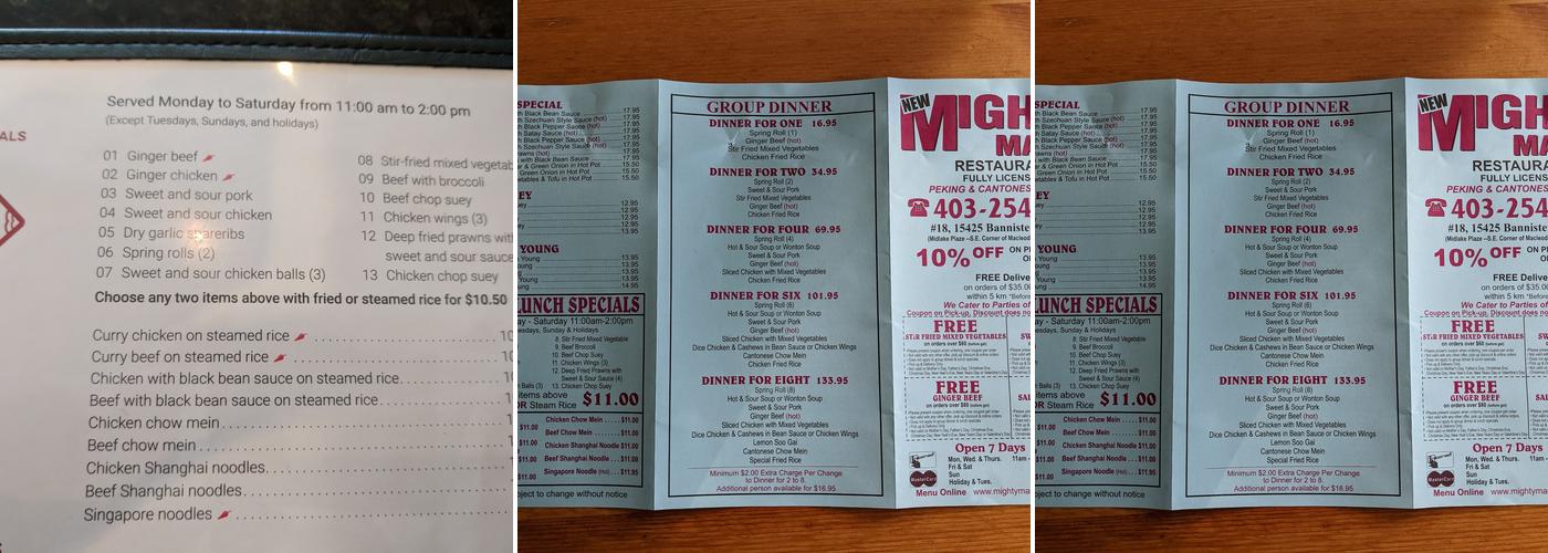 Mighty Mango Restaurant Ltd Menu